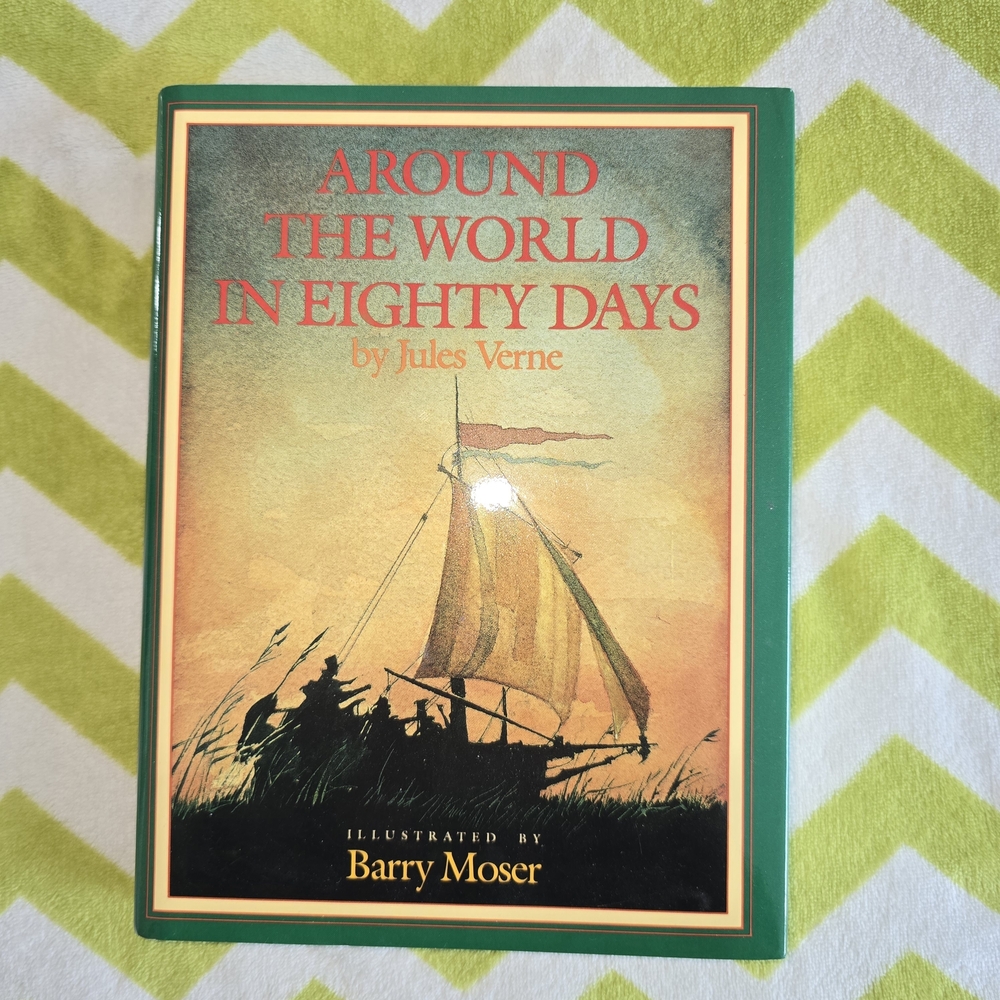 Vintage Jules Verne's 'Around the World in Eighty Days' - Green Cover 1989